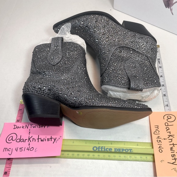 BNIB FIRST QUALITY Jessica Simpson Pewter Tamira 2 Rhinestone Ankle Boots 5.5M - Picture 10 of 15